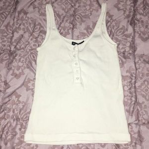 Brandy Melville white Ribbed button tank One Size